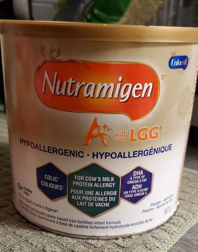 container of nutramigen on table