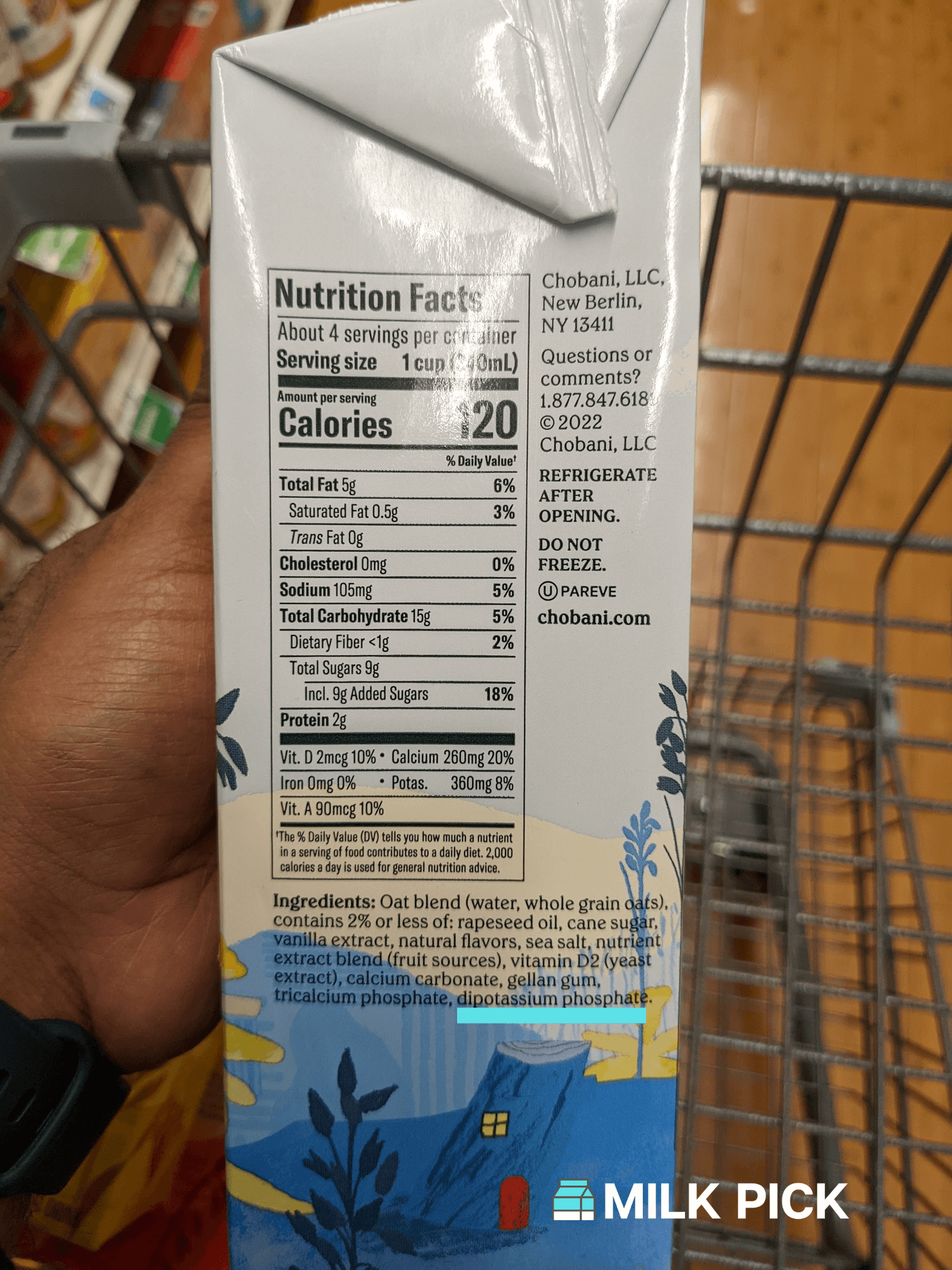 chobani vanilla oat milk ingredients with Dipotassium phosphate underlined