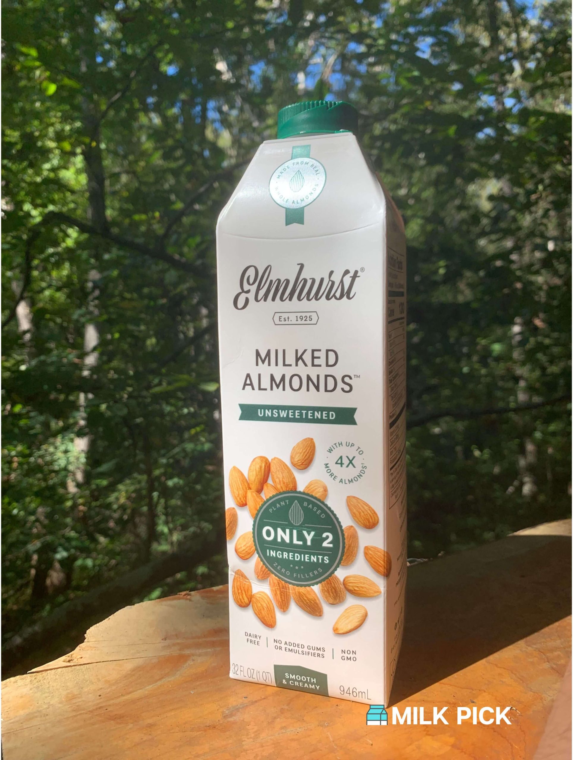 elmhurst almond milk outside