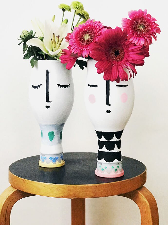 handmade charlotte upcycled almond milk vases