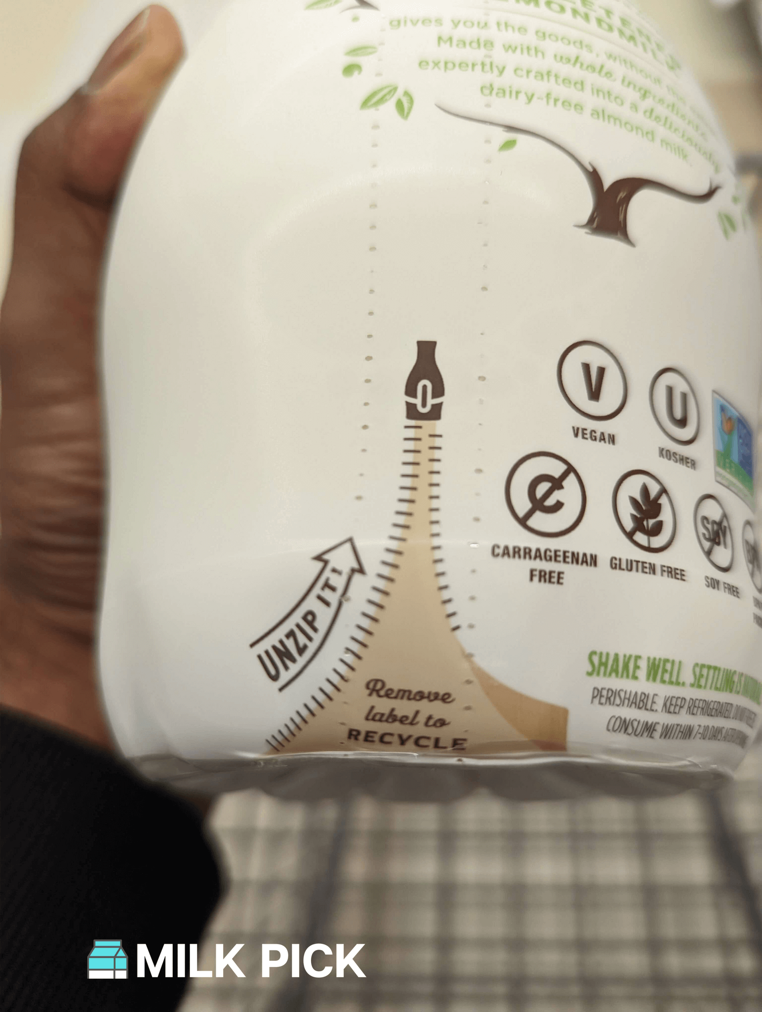 remove label to recycle label on califia farms almond milk