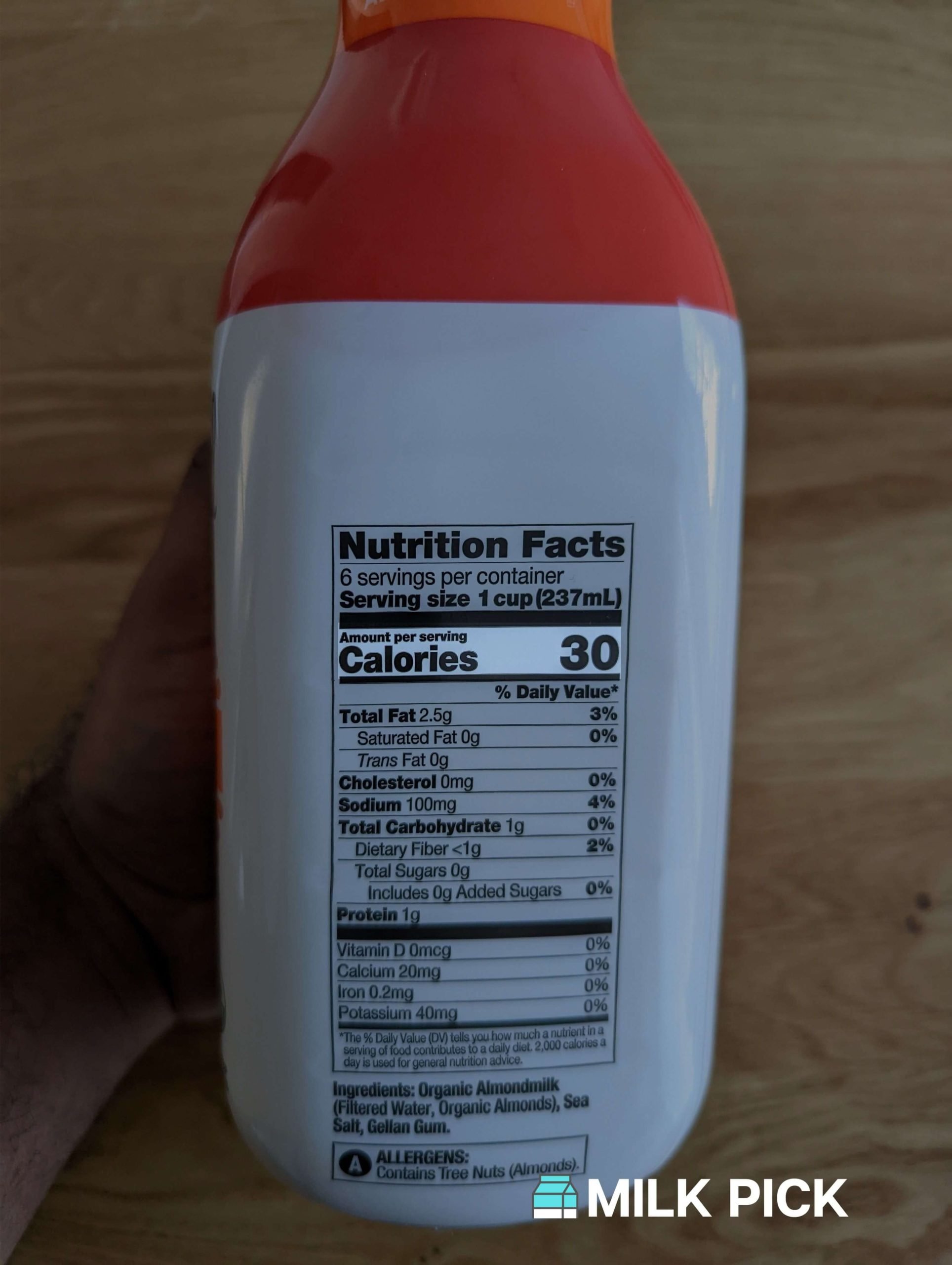 wegmans almond milk nutrition facts highlighting calories