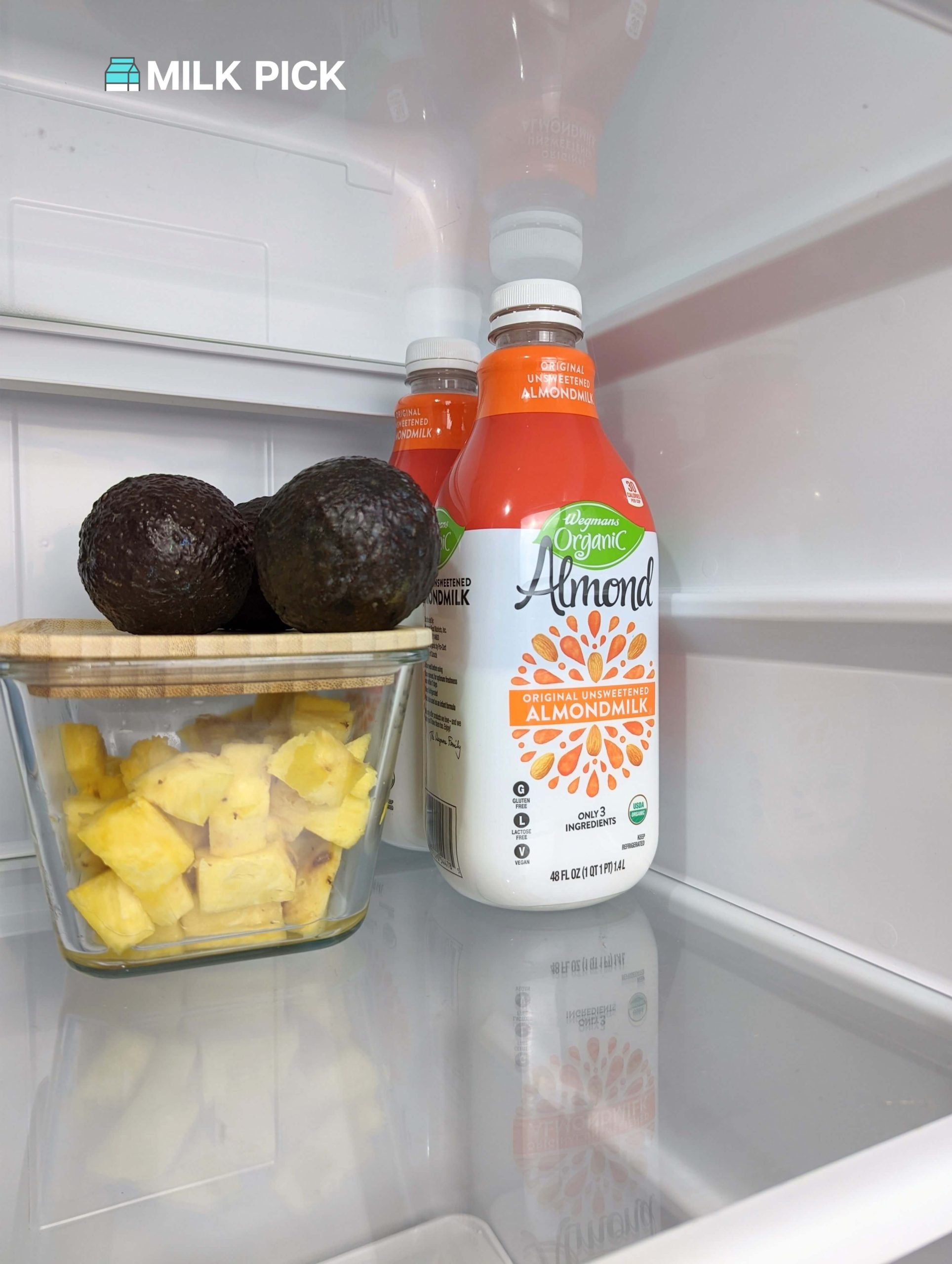 wegmans organic almond milk in refrigerator
