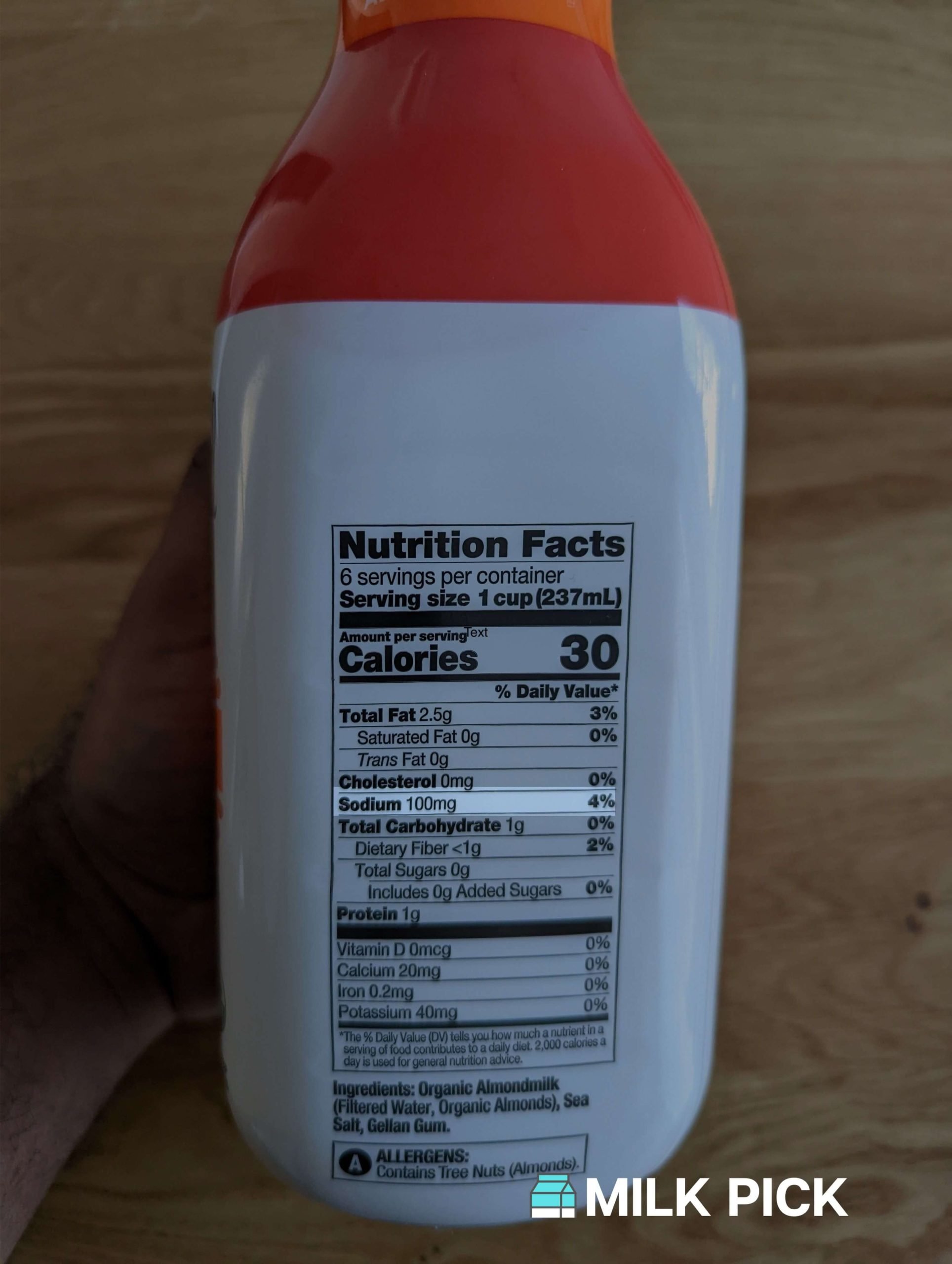 wegmans organic almond milk nutrition facts highlighting sodium