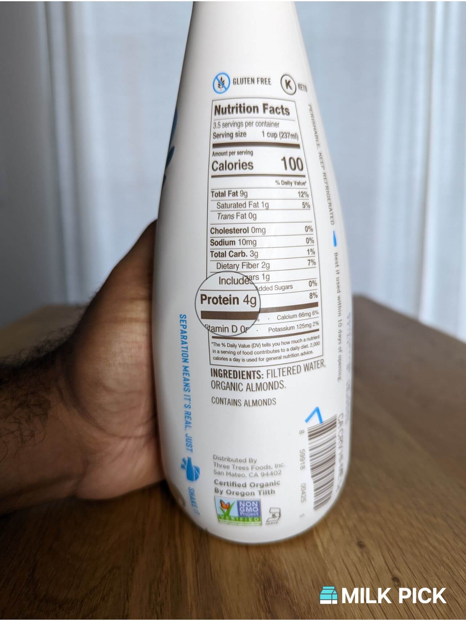 elmhurst almond milk nutrition facts protein zoomed in