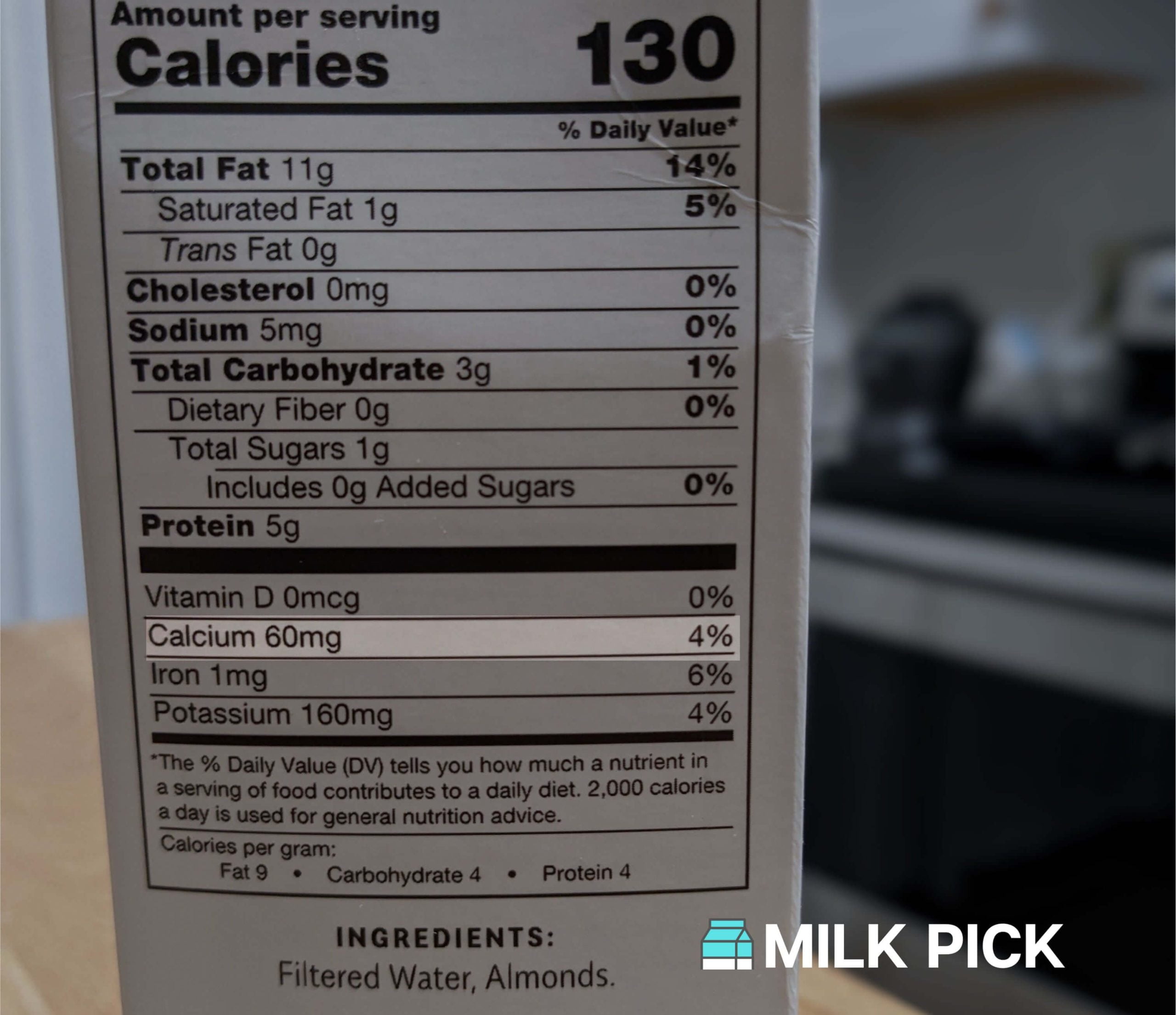 elmhurst almond milk nutrition facts with calcium highlighted