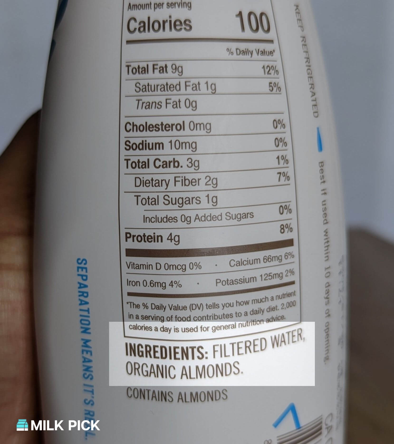 three trees almond milk ingredients