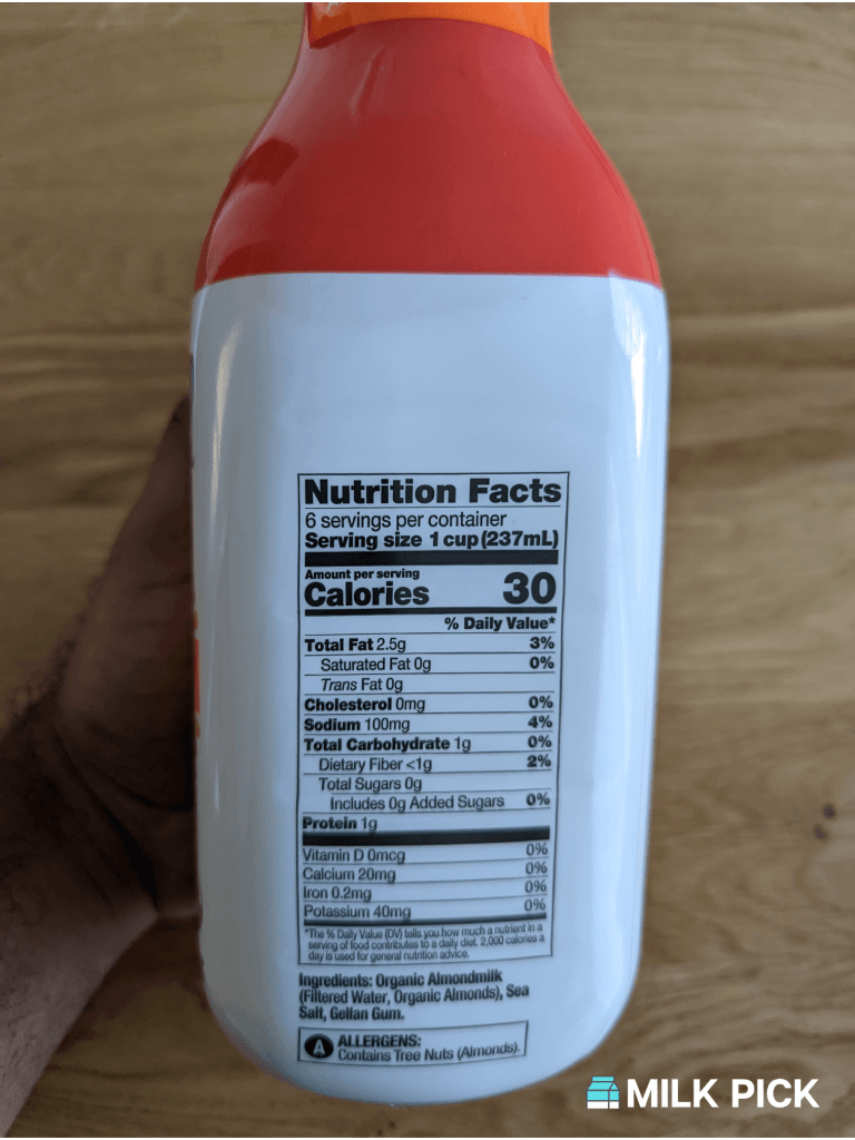 A disclaimer on our nutrition facts milk pick