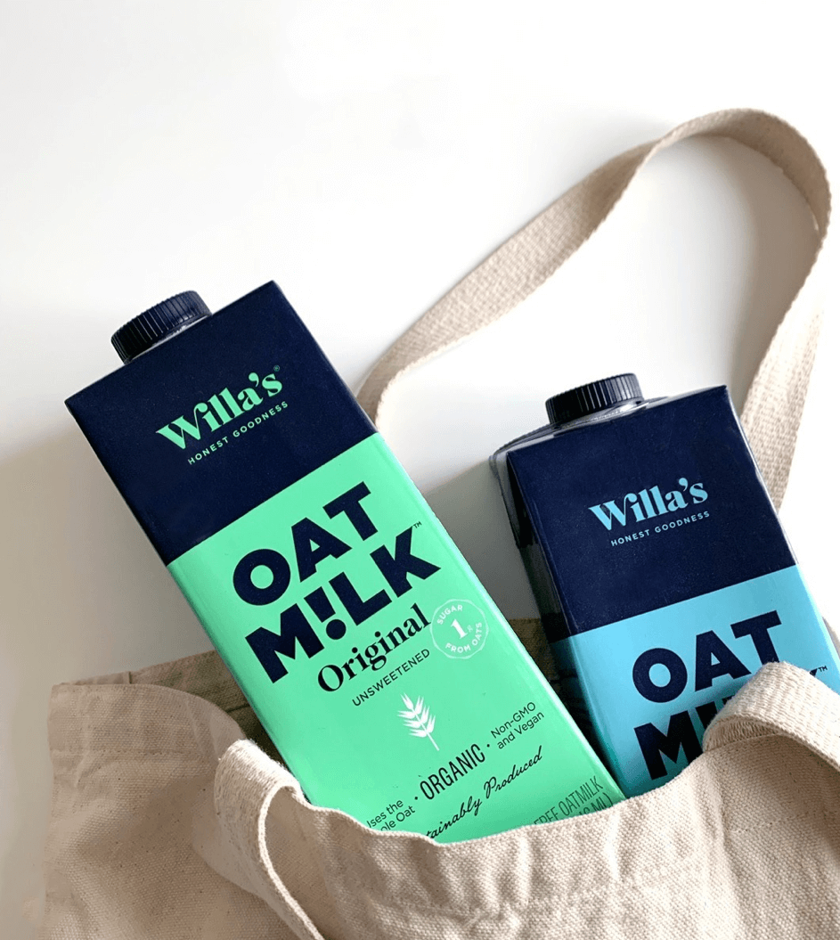 willas oat milk in canvas bag