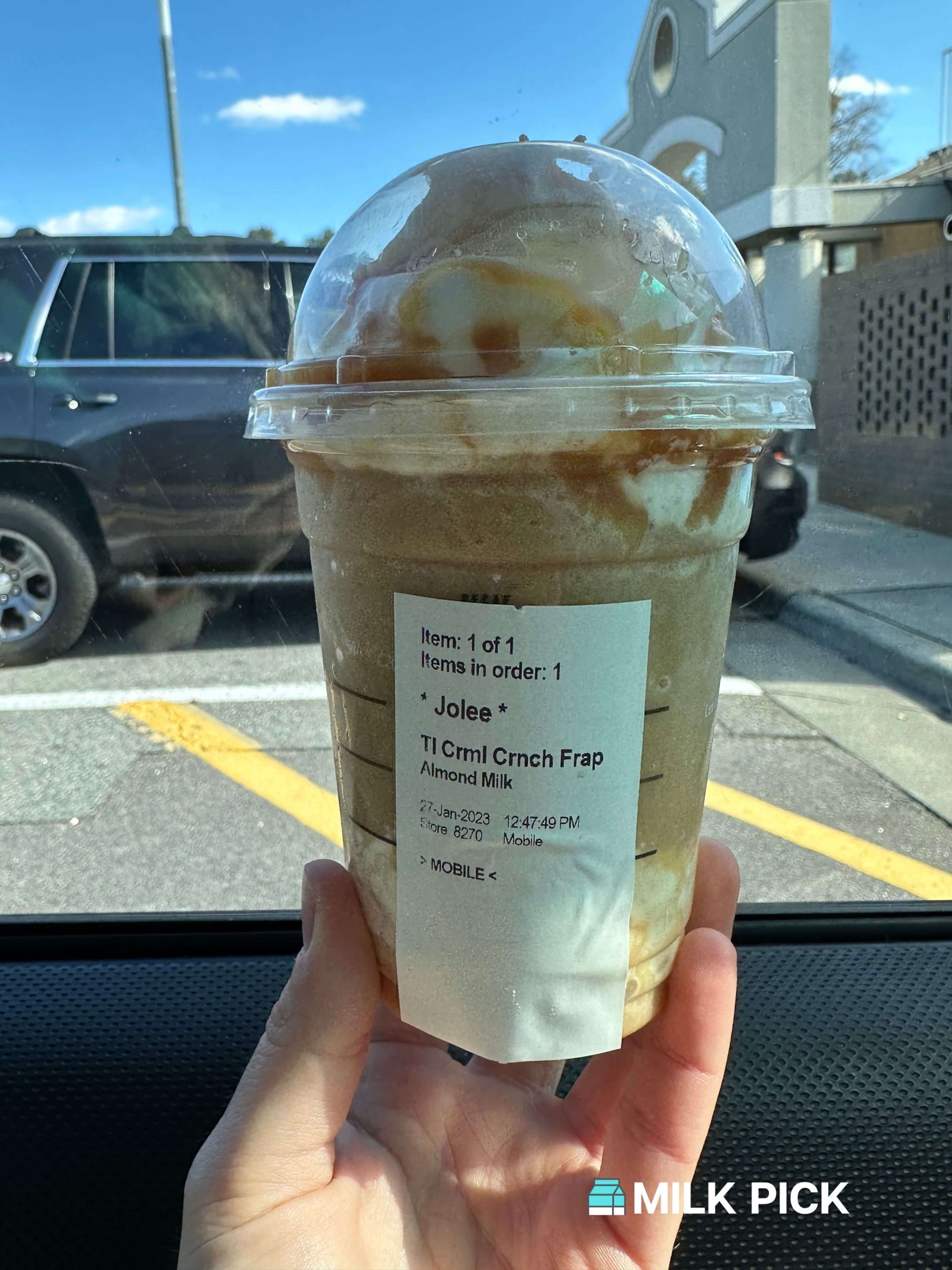 Starbucks Caramel Ribbon Crunch Frappuccino With Almond Milk