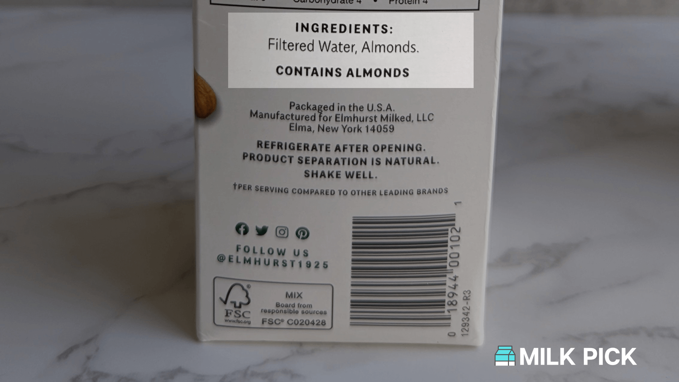 elmhurst almond milk ingredients highlighted