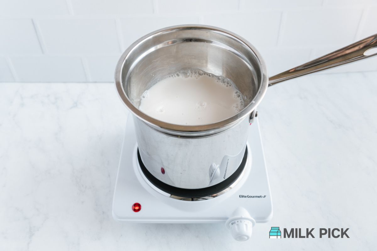 how to heat almond milk in double boiler