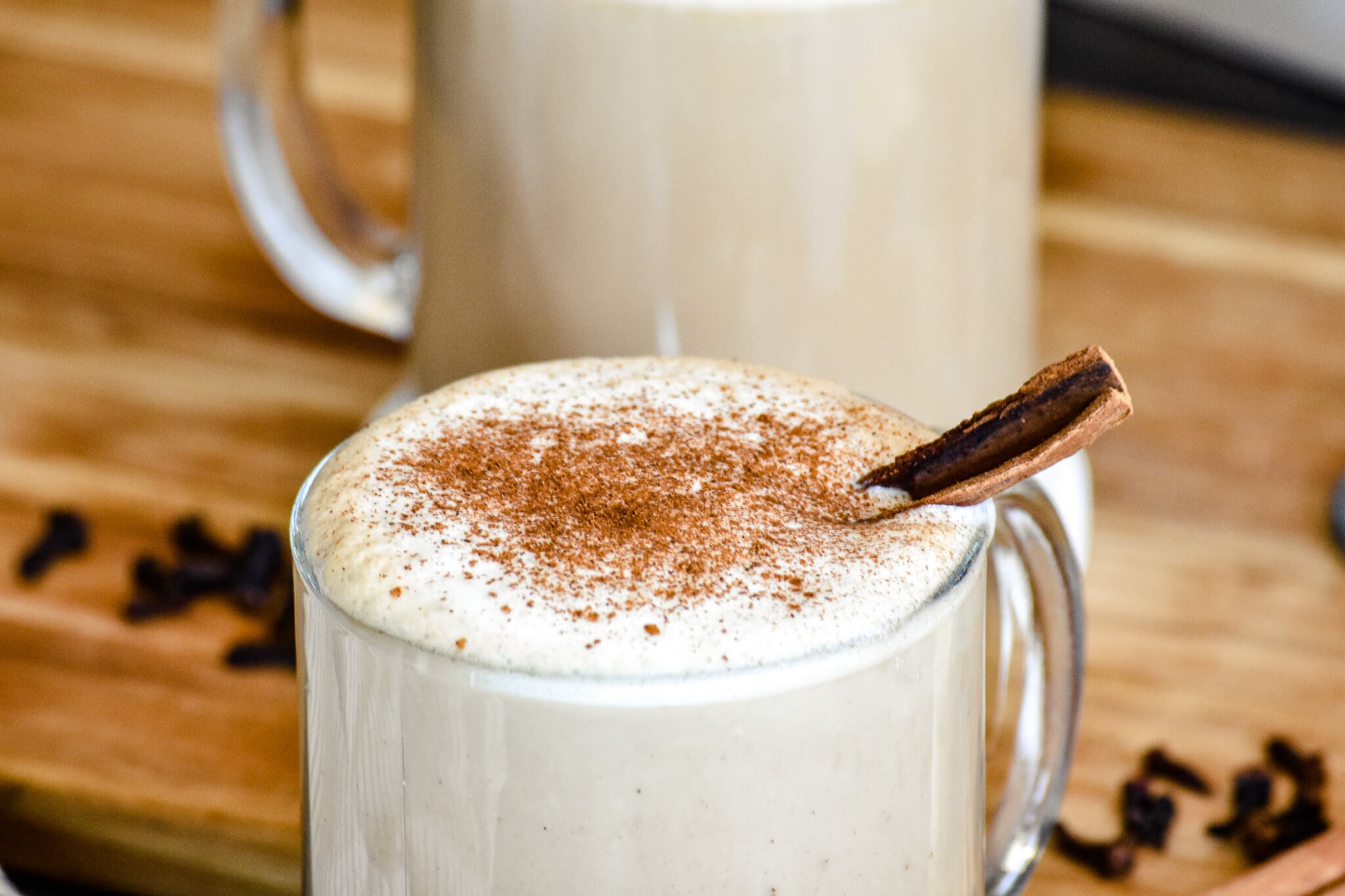 almond milk chai latte closeup