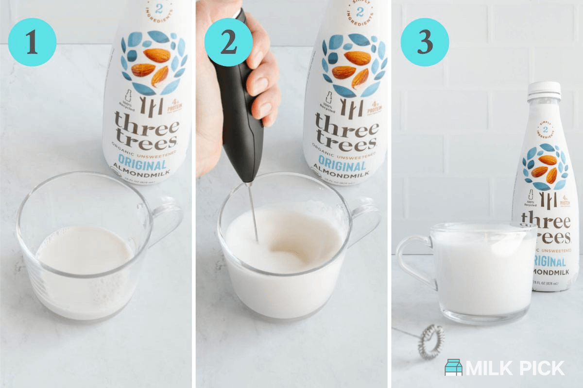frothing three trees almond milk