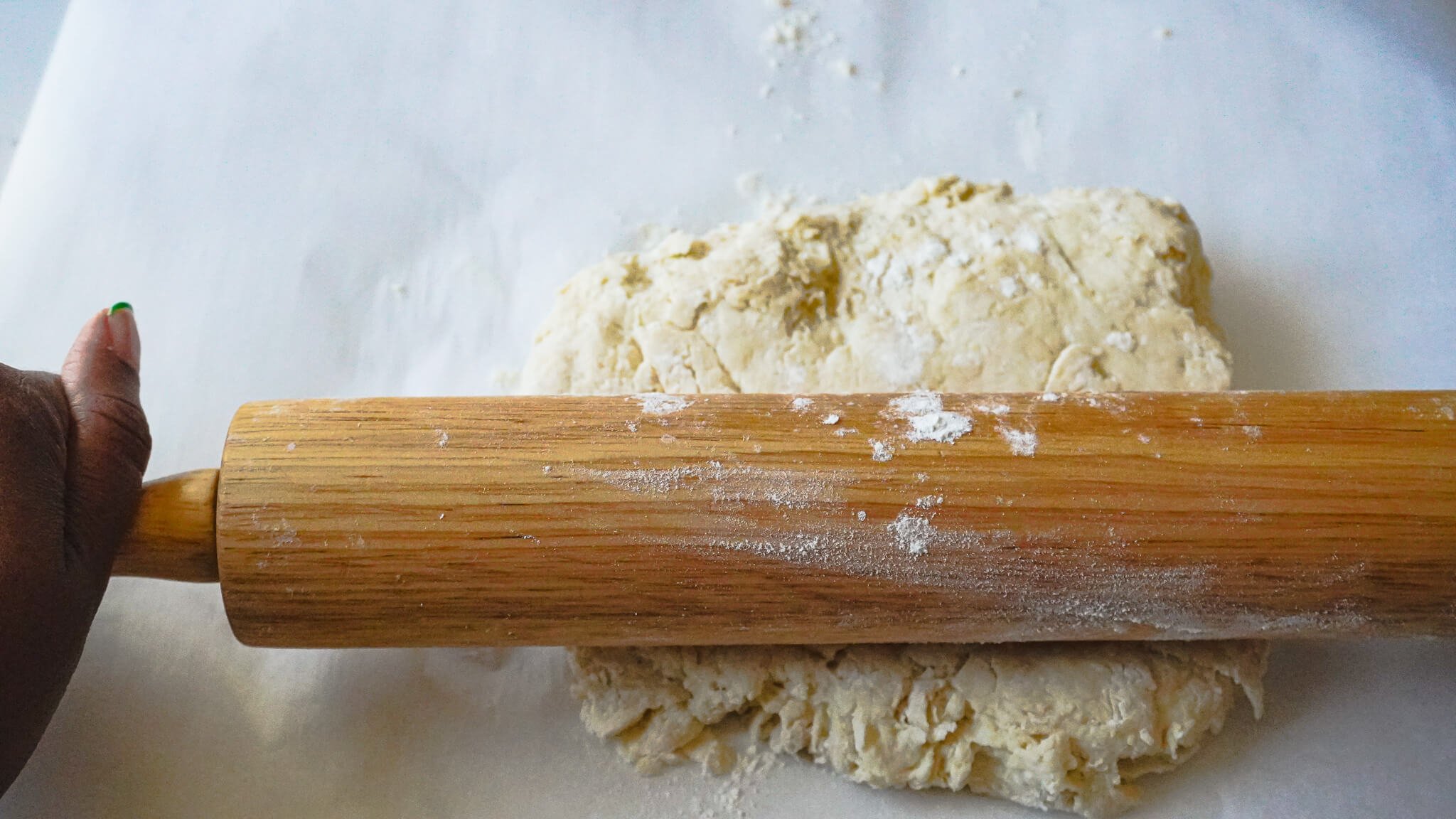 rolling almond milk biscuit dough