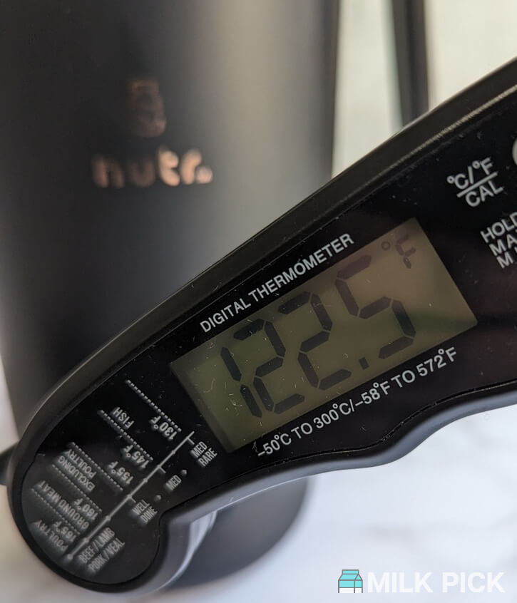 temperature reading of hot chocolate
