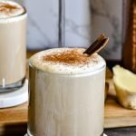 two glasses of almond milk chai latte