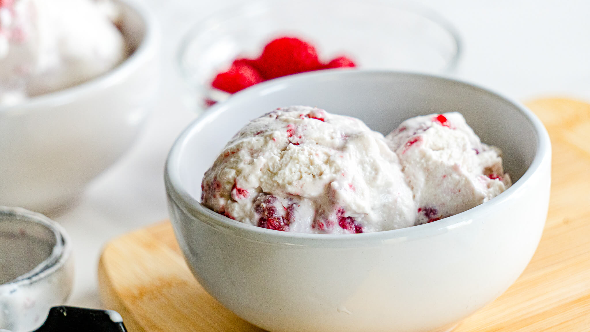 non-dairy ice cream with raspberries