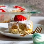 dairy free tres leches cake on plate
