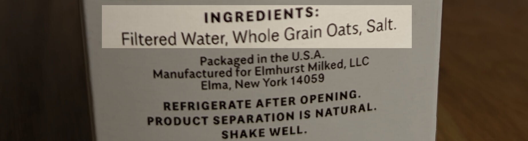 elmhurst oat milk ingredients